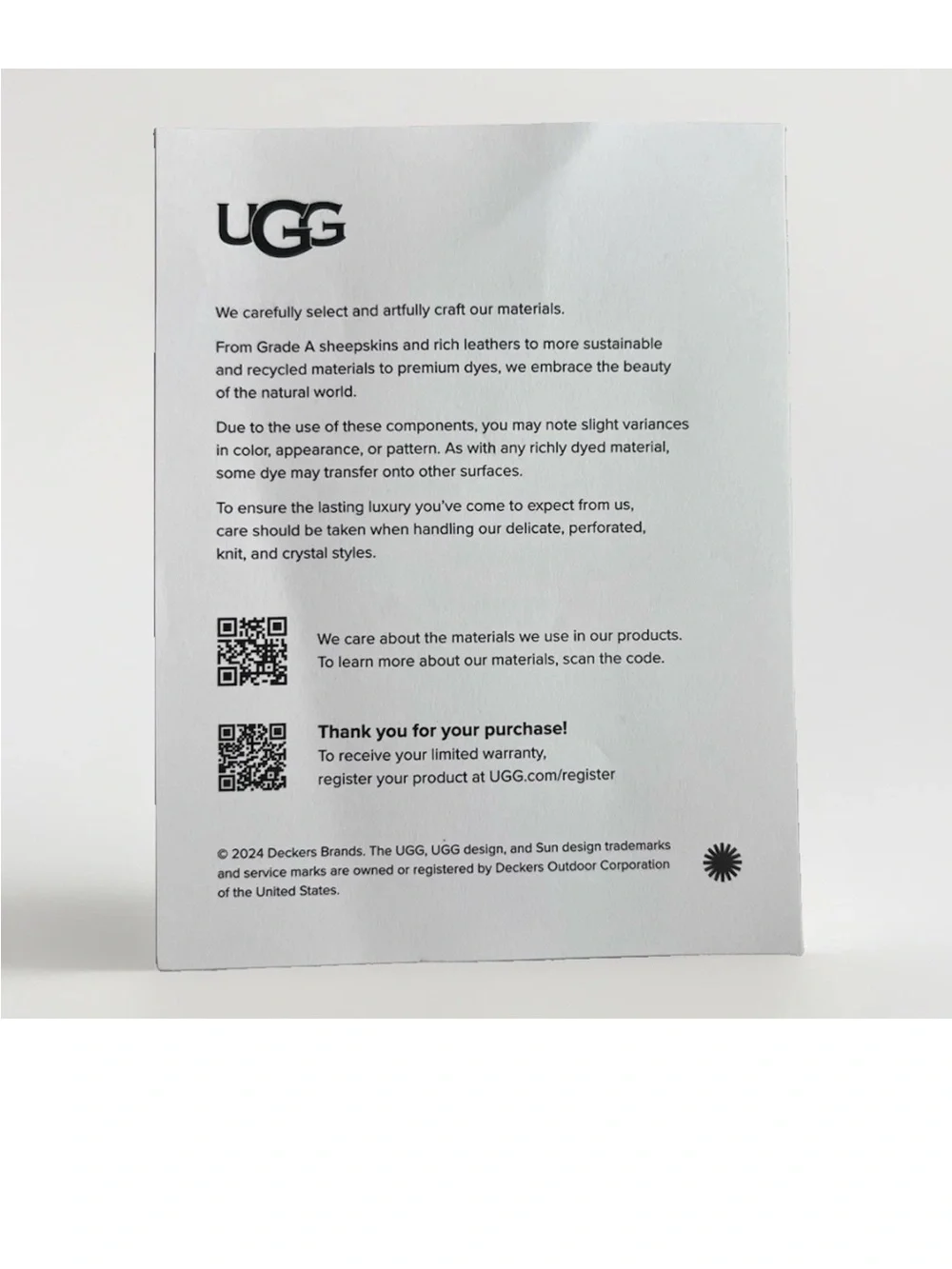 Empty UGG Shoe Box Women's 6 Coquette Original Packing Tissue  & Card